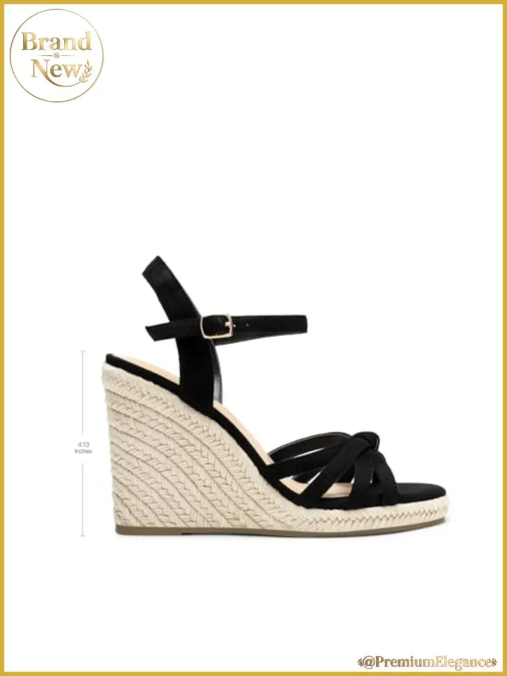 Women's Espadrille Wedge Sandals Strappy Raffia 4.13-Inch Heel Casual
